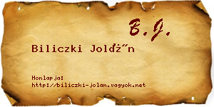 Biliczki Jolán névjegykártya